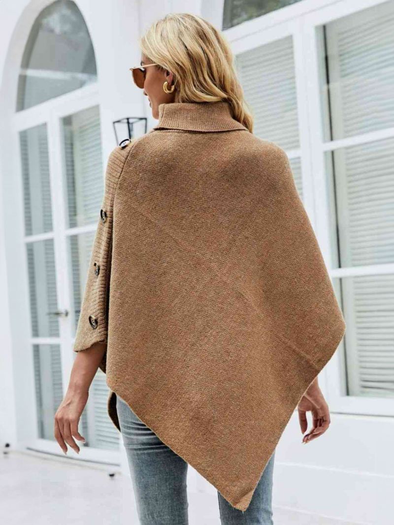 Poncho Dames Cape Spring-bovenkleding Met Hoge Kraag - Diep Lichtgeel