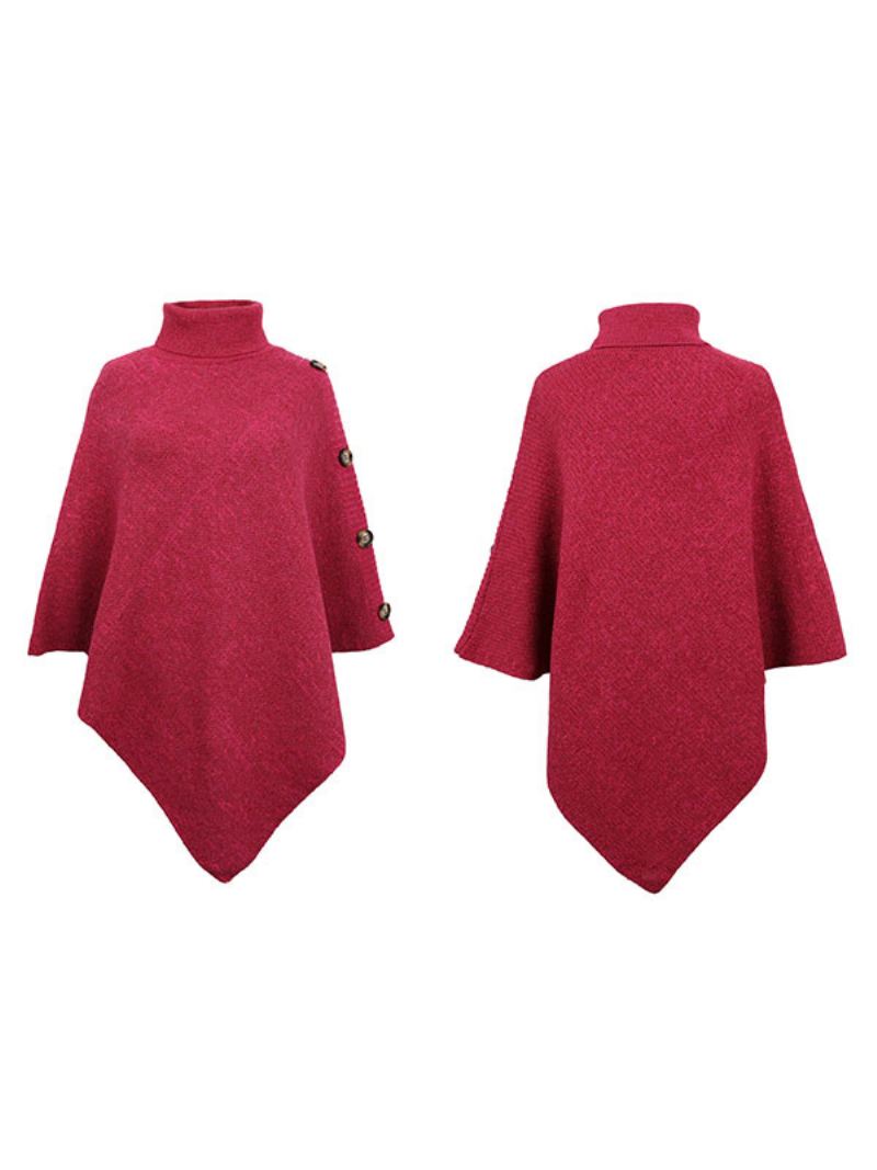 Poncho Dames Cape Spring-bovenkleding Met Hoge Kraag - Rose