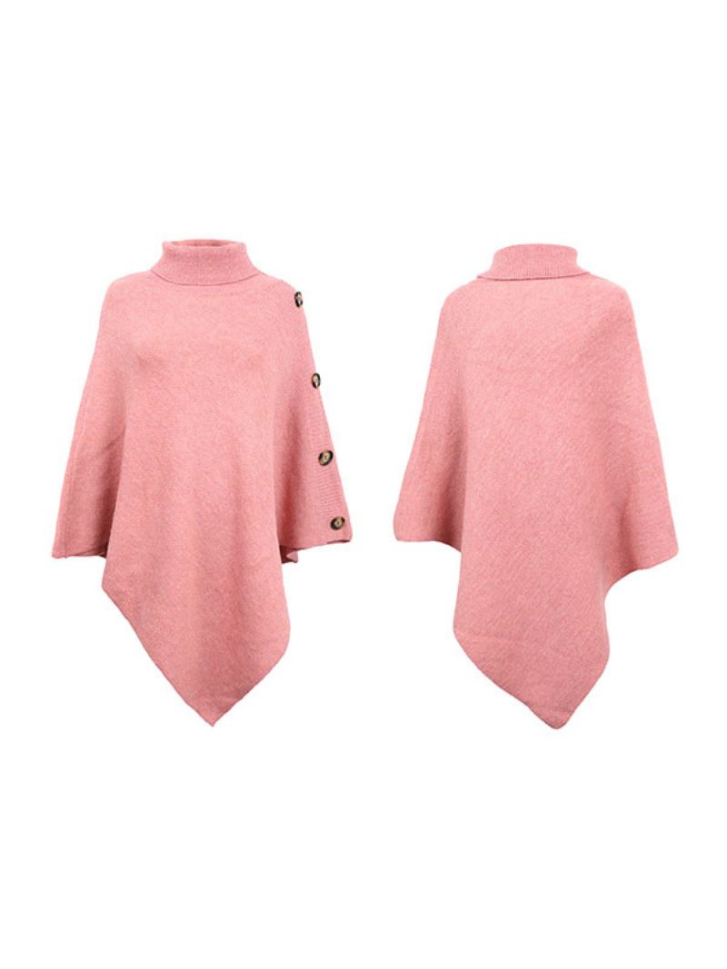 Poncho Dames Cape Spring-bovenkleding Met Hoge Kraag - Roze