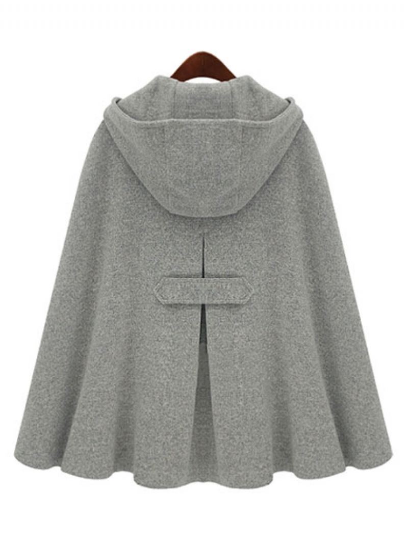 Ponchojas Dames Oversized Grijze Winterbovenkleding Met Capuchon - Grijs