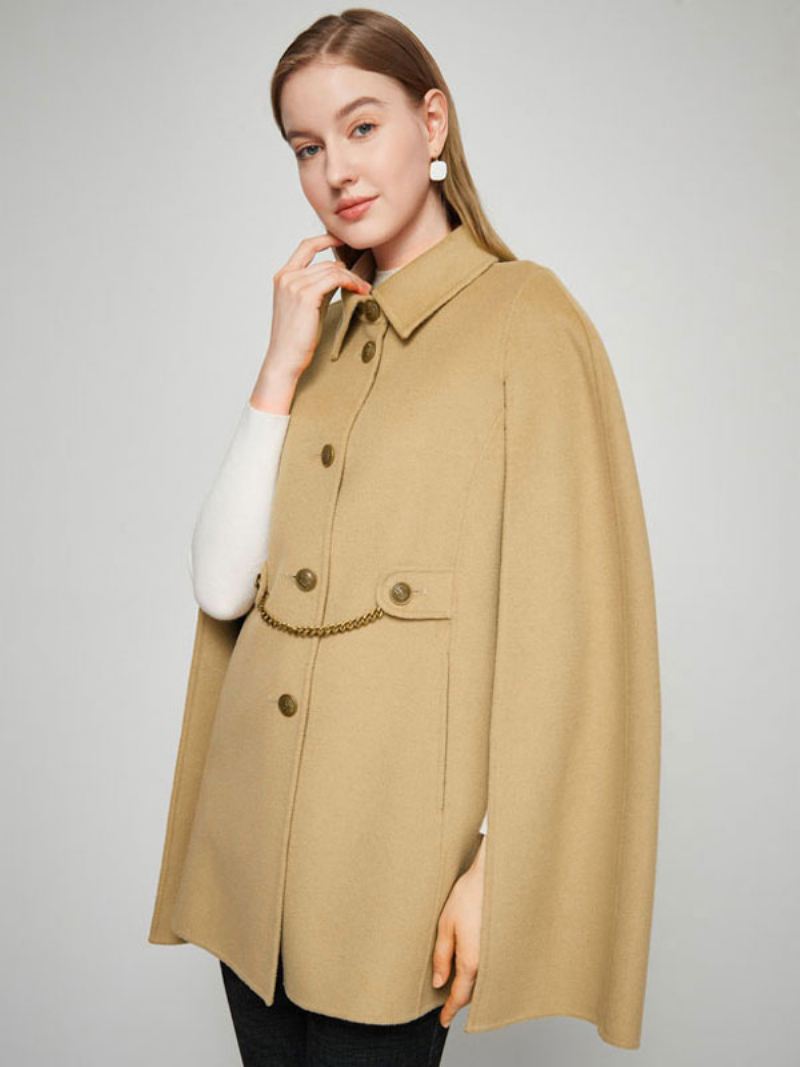 Wollen Ponchojas Camel Cape Lente Bovenkleding Dames - Kameel