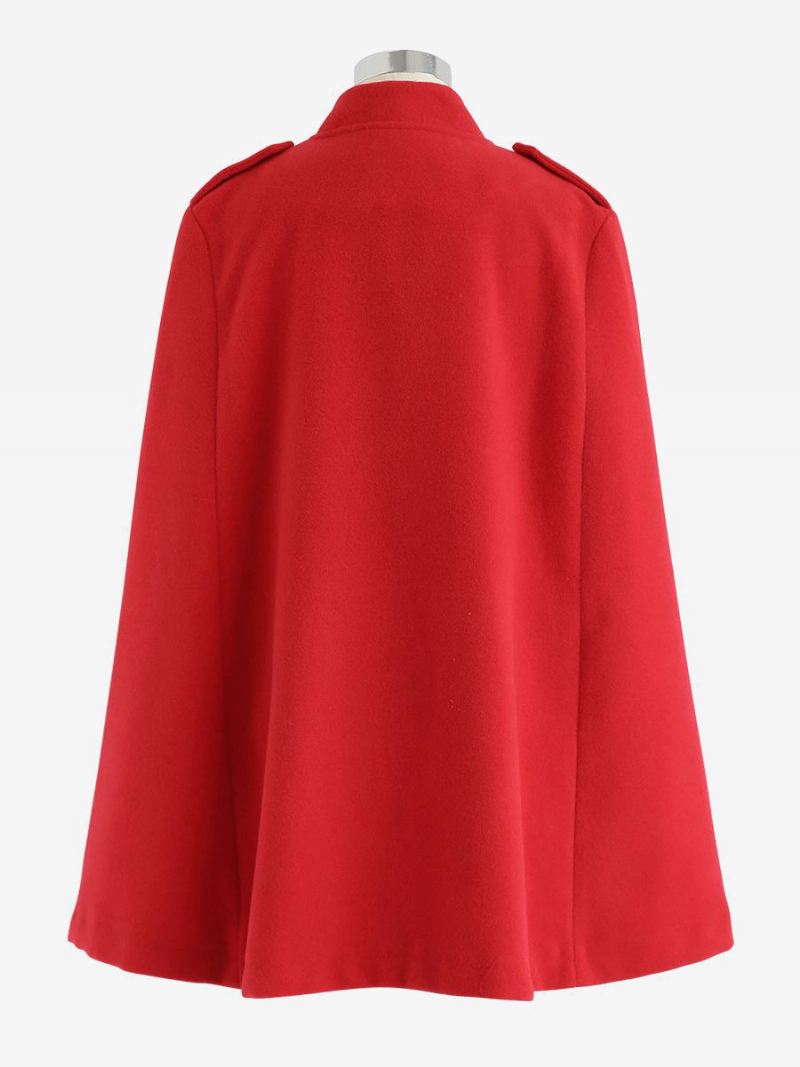 Zwarte Ponchojas Met Dubbele Rij Knopen Cape-lente Bovenkleding Dames - Rood