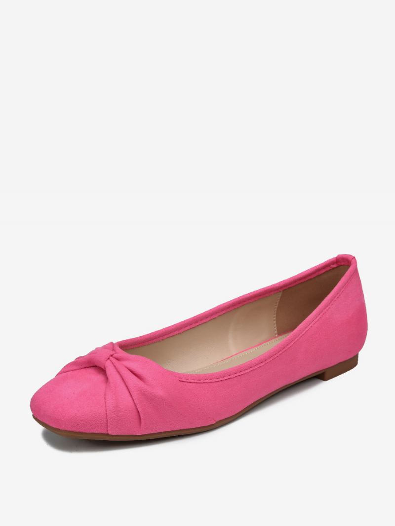 Ballerina's Dames Met Vierkante Teen Strikken Elastische Stof. - Roze