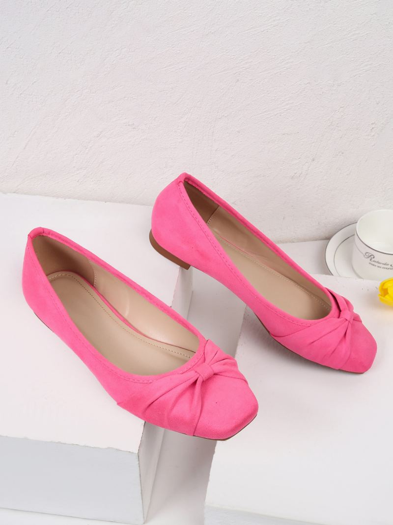 Ballerina's Dames Met Vierkante Teen Strikken Elastische Stof. - Roze