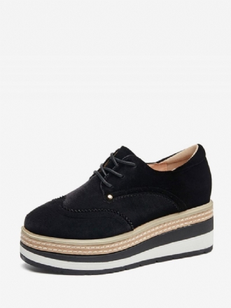 Damesloafers Ronde Neus Platform Suede Upper Oxfords