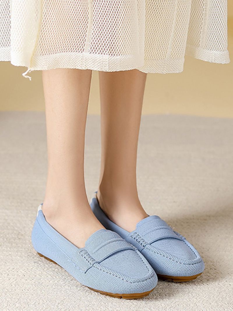 Damesmuilezelloafers Met Ronde Neus Platte Pumps - Licht Hemelsblauw