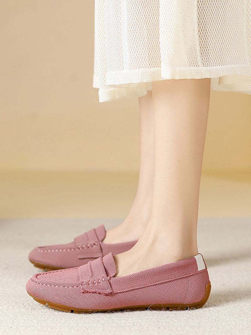 Damesmuilezelloafers Met Ronde Neus Platte Pumps - Roze