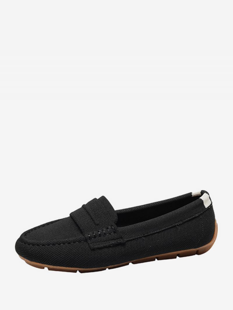 Damesmuilezelloafers Met Ronde Neus Platte Pumps - Zwart