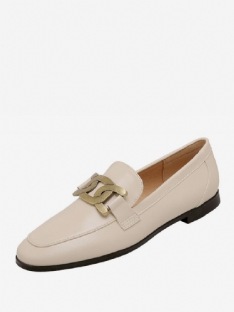 Damesslip-on-loafers Witte Platte Schoenen Met Ronde Neus