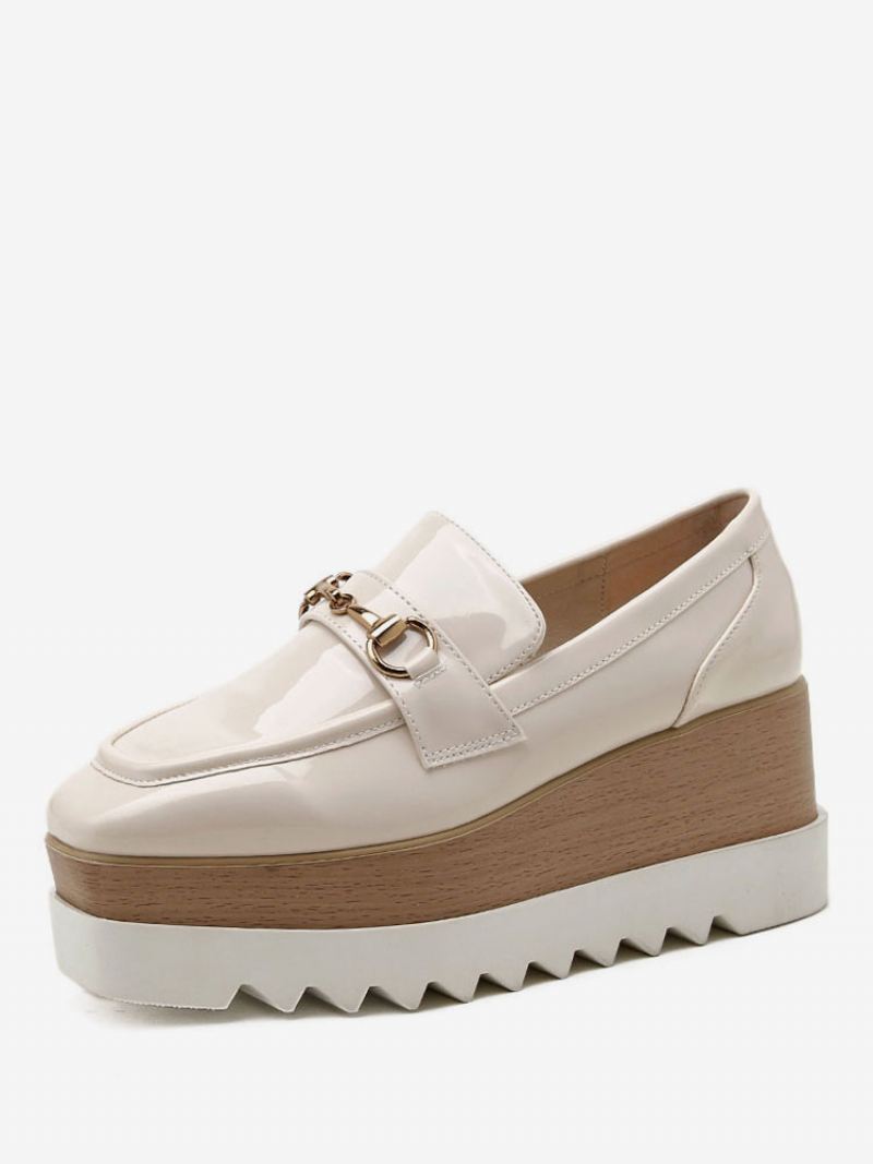 Flatform-loafers Dames Lakleer