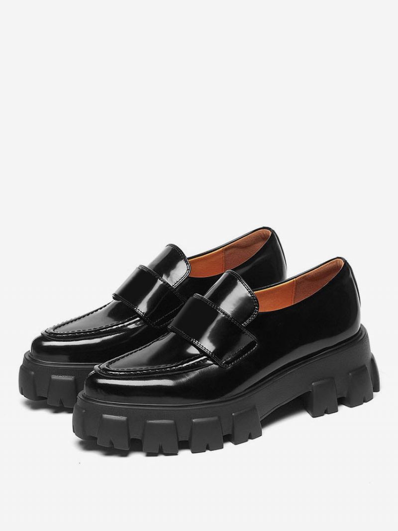 Flatform-loafers Dames Zwart