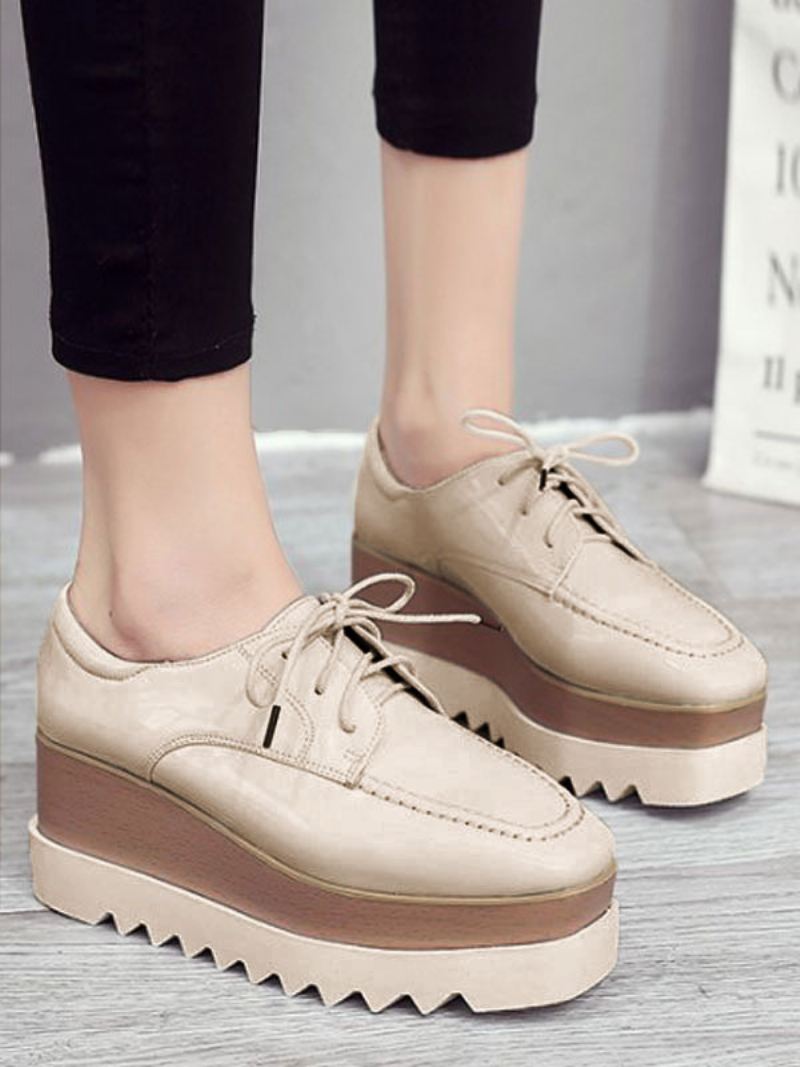 Flatform Oxford-damesschoenen Met Veters Lakleer