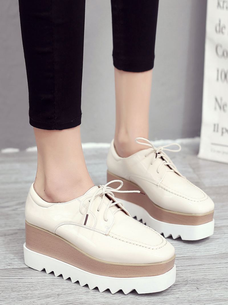 Flatform-oxfords Dames Met Veters - Lichtgeel