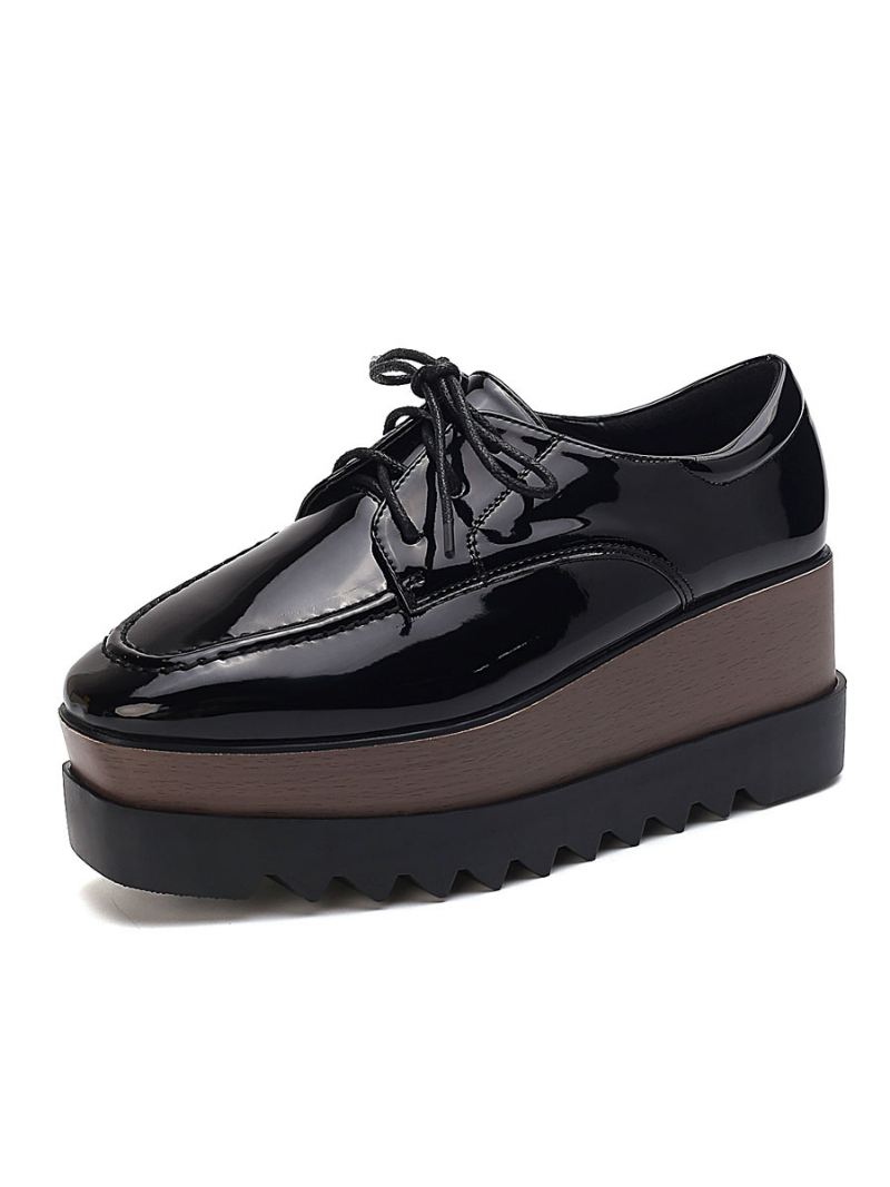 Flatform-oxfords Dames Met Veters - Zwart