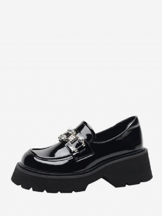 Loafers Pu-leer Met Dikke Hak Dames