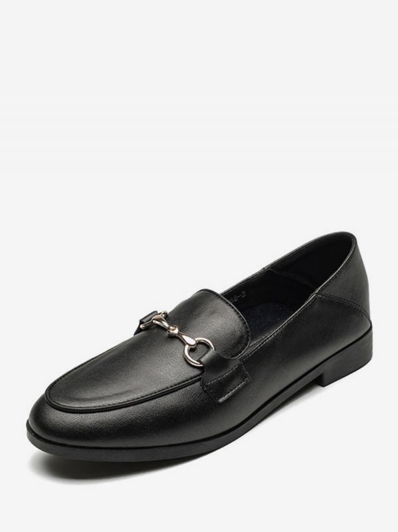 Loafers Pu-leer Met Dikke Hak Dames