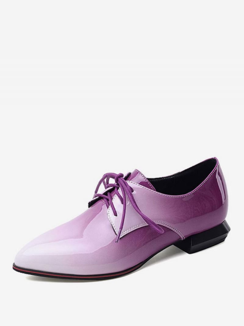 Ombre Oxford-schoenen Met Puntige Neus Veters Dames - Paars