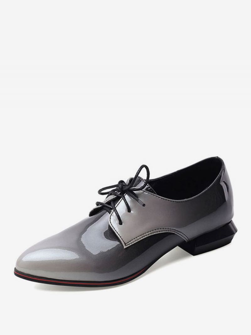 Ombre Oxford-schoenen Met Puntige Neus Veters Dames - Grijs