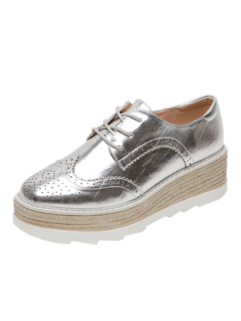 Oxfords Met Ronde Neus Platform Dames Pu-leer