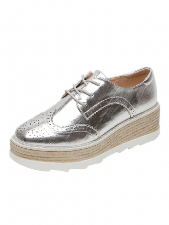 Oxfords Met Ronde Neus Platform Dames Pu-leer