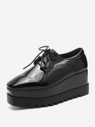 Oxfords Met Veters Plateauzool Dames Zwart