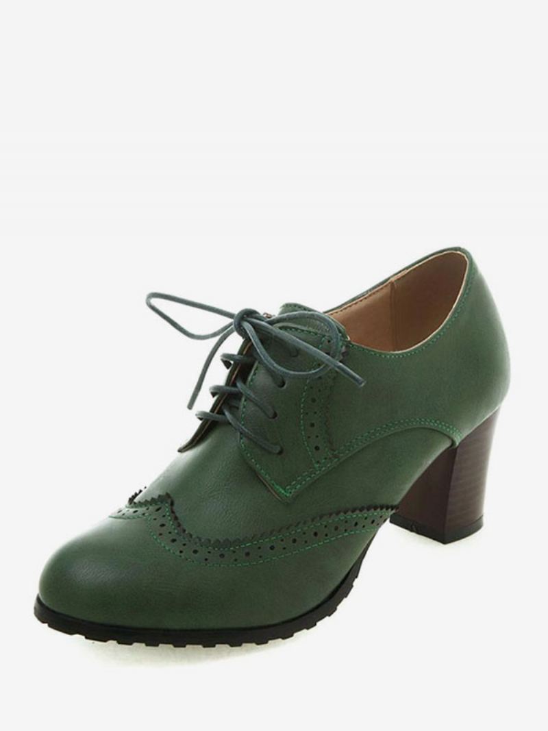 Oxfords Met Veters Vleugeltips Dames - Groen