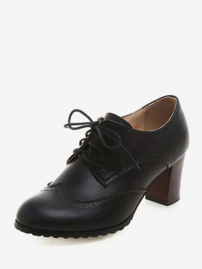 Oxfords Met Veters Vleugeltips Dames - Zwart