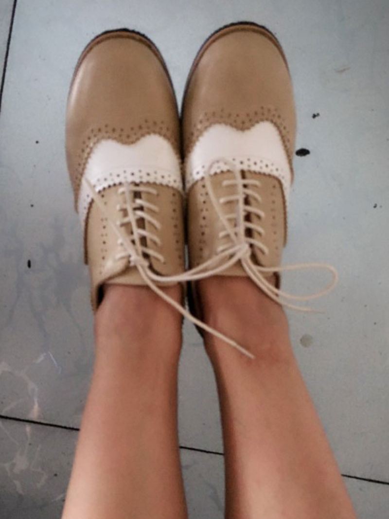 Oxfords Met Vleugeltips Dames - Beige