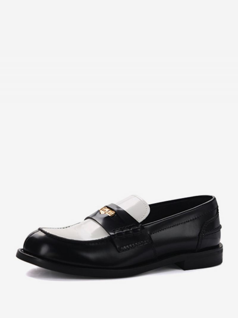 Penny Loafers Dames Met Ronde Neus Platte Instapschoenen