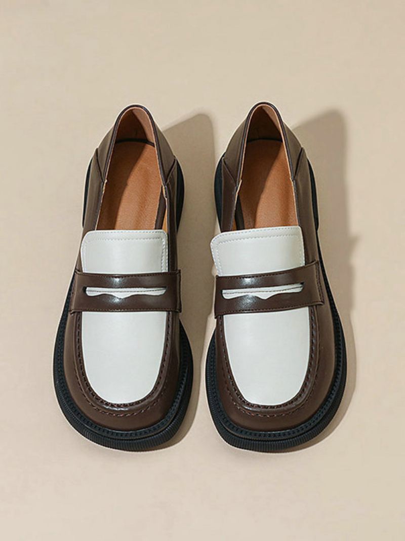 Penny Loafers Platte Damesschoenen Met Ronde Neus - Diepbruin