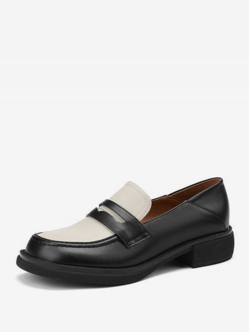 Penny Loafers Platte Damesschoenen Met Ronde Neus - Zwart