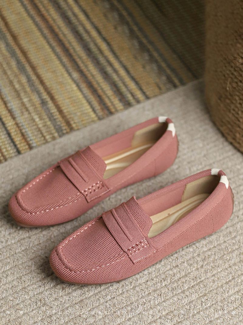 Platte Damesloafers Met Ronde Neus Casual Schoenen - Roze