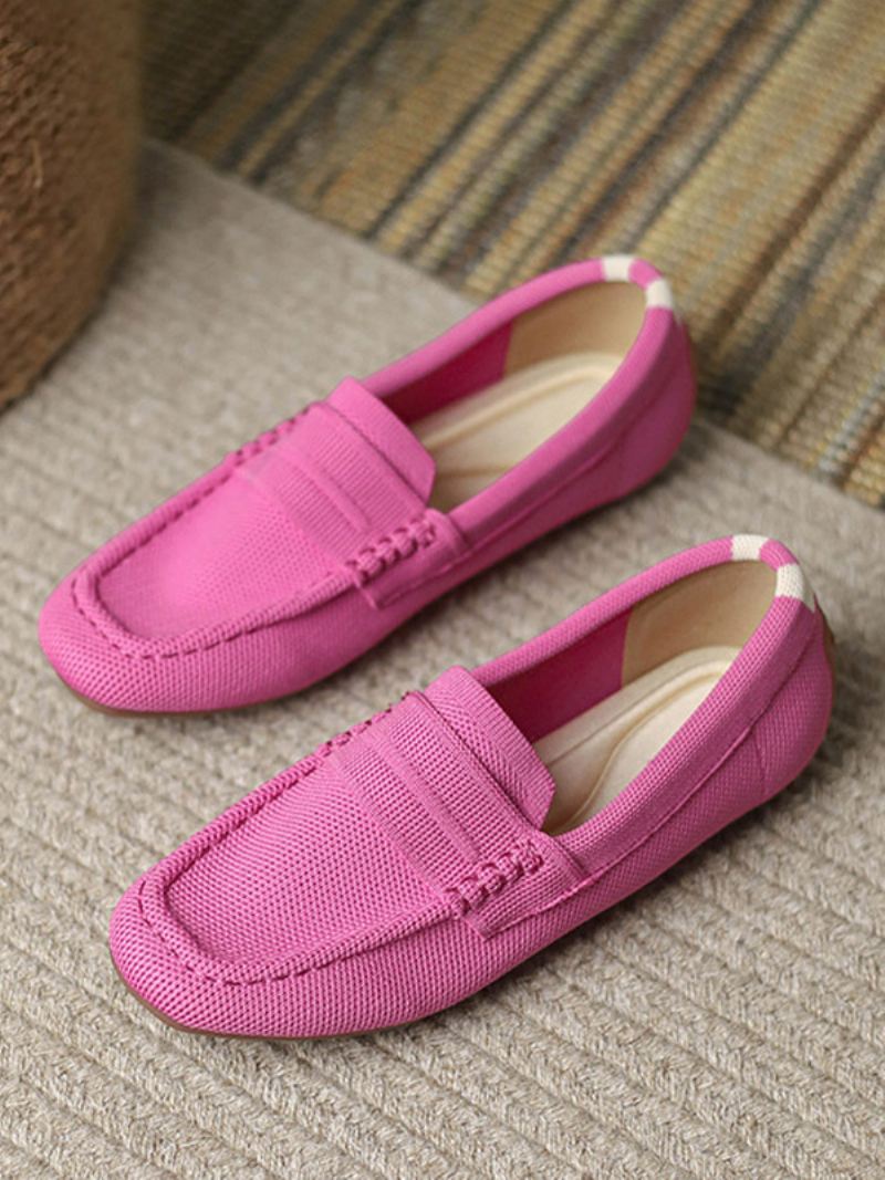 Platte Damesloafers Met Ronde Neus Casual Schoenen - Roze