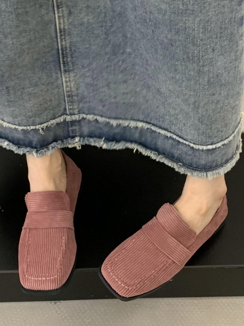 Platte Damesloafers Microsuède - Roze