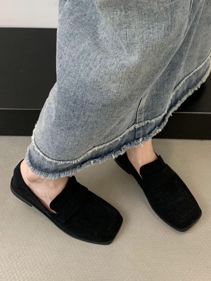 Platte Damesloafers Microsuède - Zwart