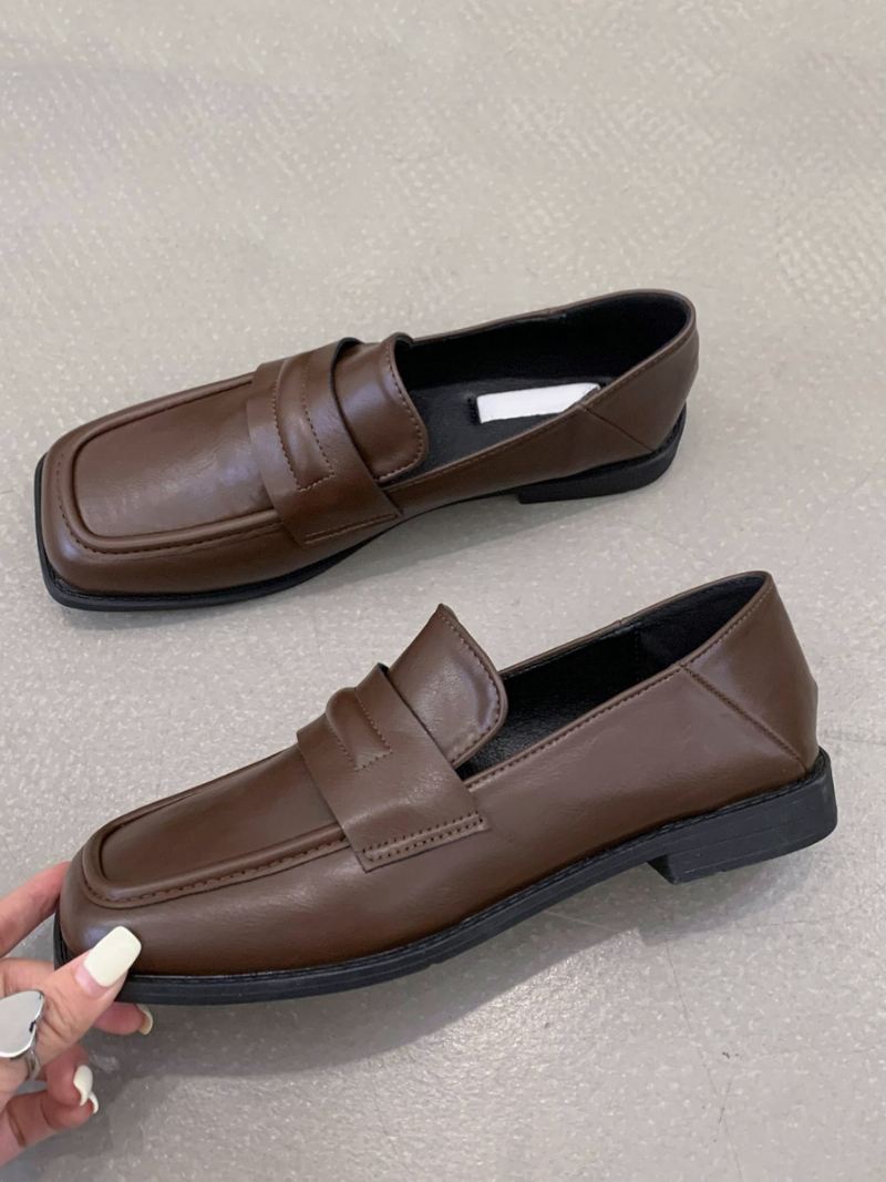 Platte Damesloafers Pu-leer