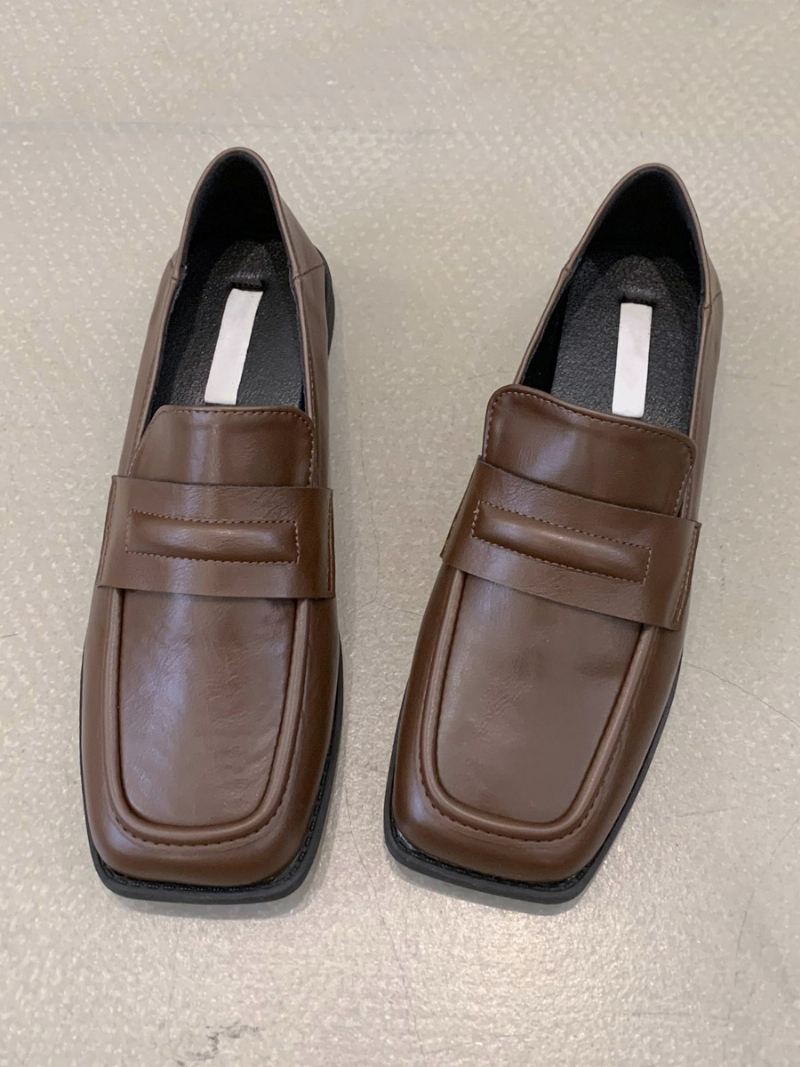 Platte Damesloafers Pu-leer - Koffiebruin