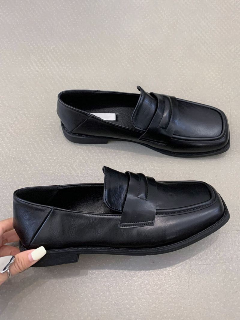 Platte Damesloafers Pu-leer - Zwart