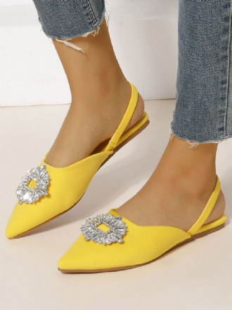 Slingback Flats Met Strass Steentjes Puntige Neus Dames