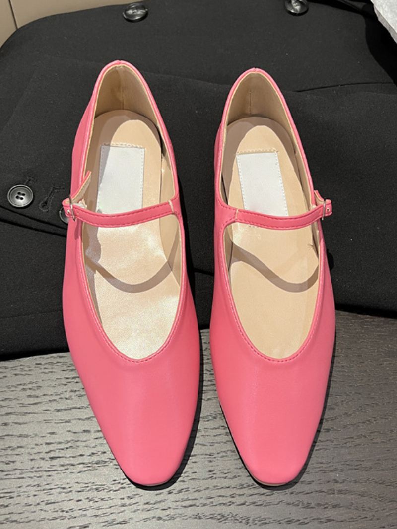 Zwarte Platte Damesschoenen Mary Jane Ballerina's Met Ronde Neus - Rose