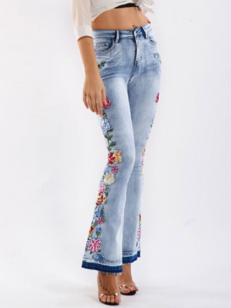 Bootcut Jeans Dames Halfhoge Geborduurde Flare-broeken