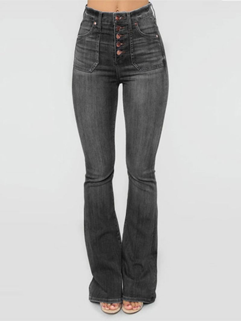 Bootcut Jeans Dames Mid-rise Lente Flare-broeken - Zwart