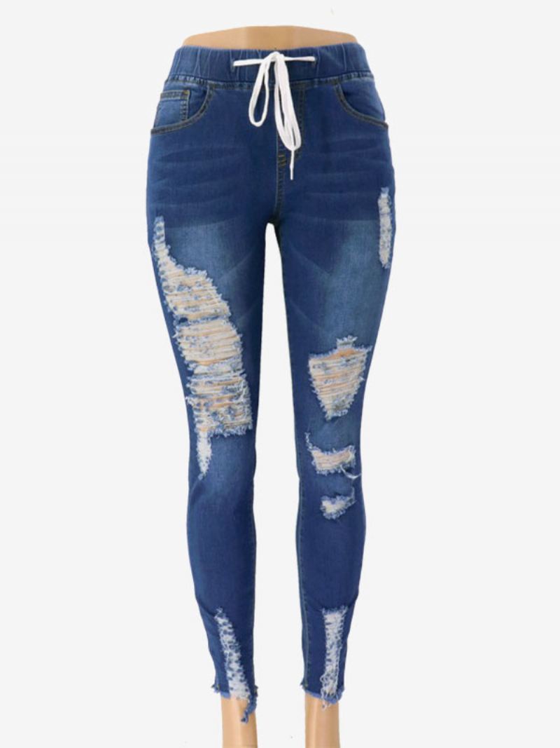 Damesjeans Casual Katoenen Broeken - Diepblauw