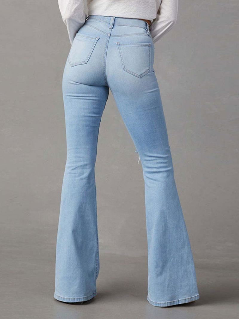 Damesjeans Casual Polyester Met Verhoogde Taille - Licht Hemelsblauw