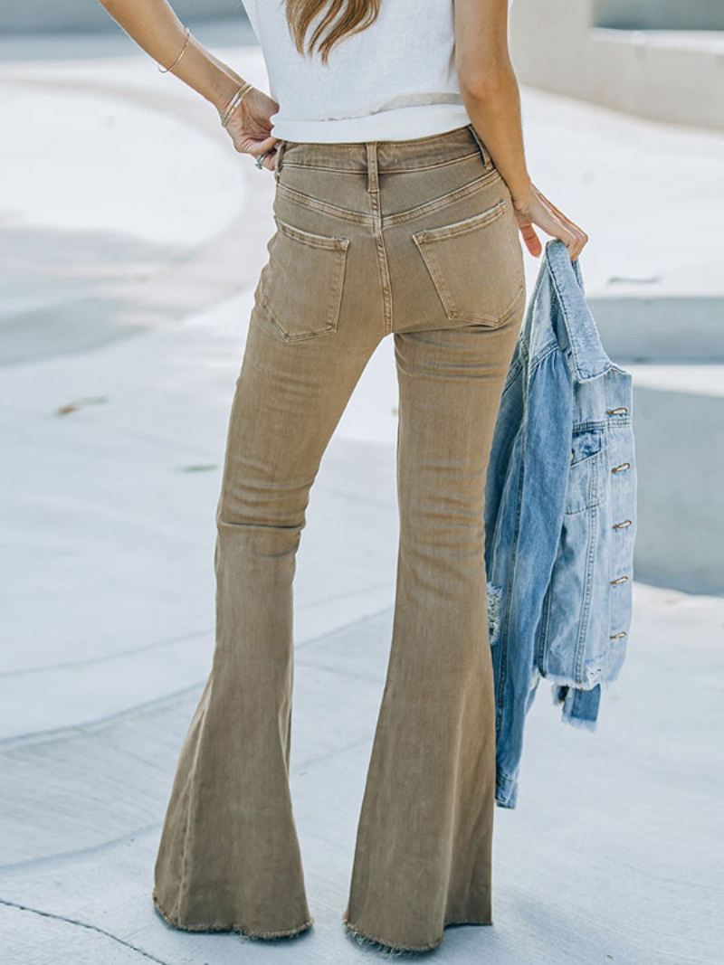 Flare Jeans Dames Camel Cotton Spring Bell Bottoms - Kameel