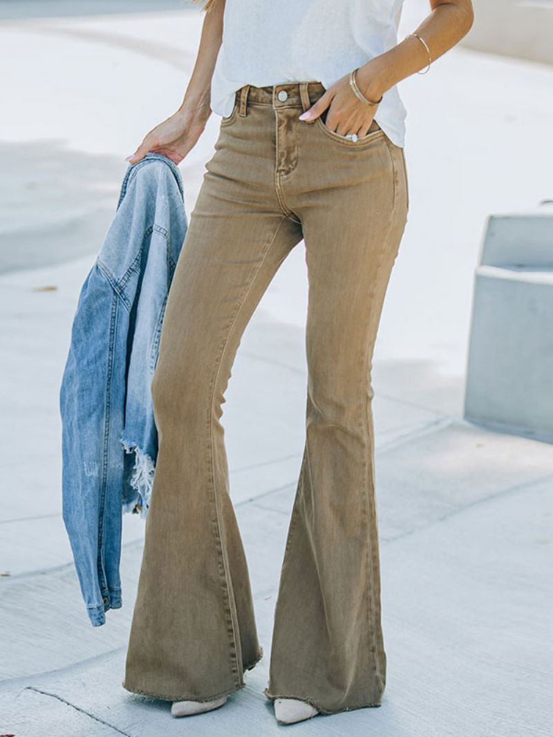 Flare Jeans Dames Camel Cotton Spring Bell Bottoms - Kameel