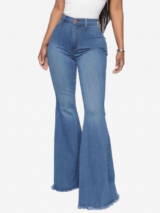 Flare Jeans Dames Raw Edge Bell Bottoms Met Hoge Taille