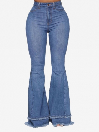 Flare Jeans Dames Raw Edge Cotton Spring Bell Bottoms