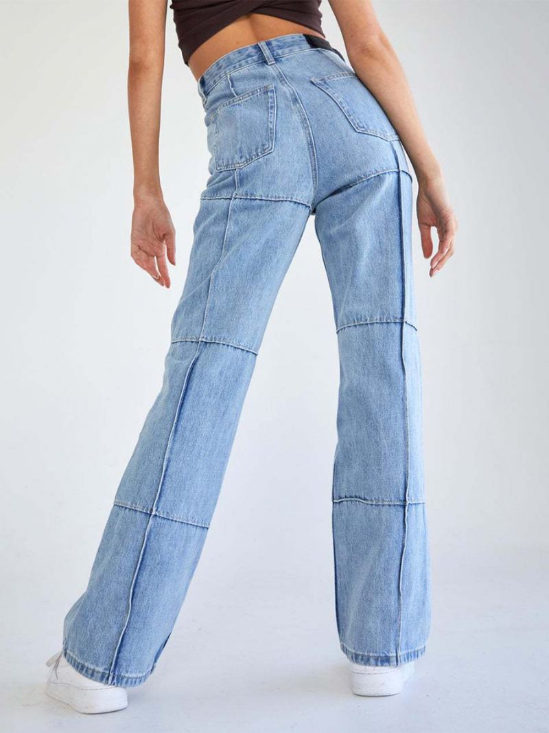 Jeans Dames Charmant Blauw Recht Katoen - Licht Hemelsblauw