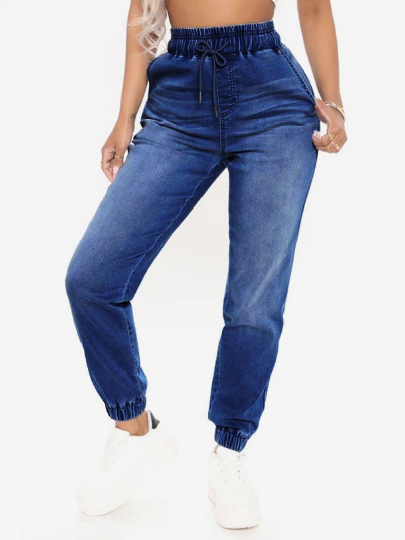 Jeans Dames Cool Blue Tapered Fit Katoenen Broek - Diepblauw